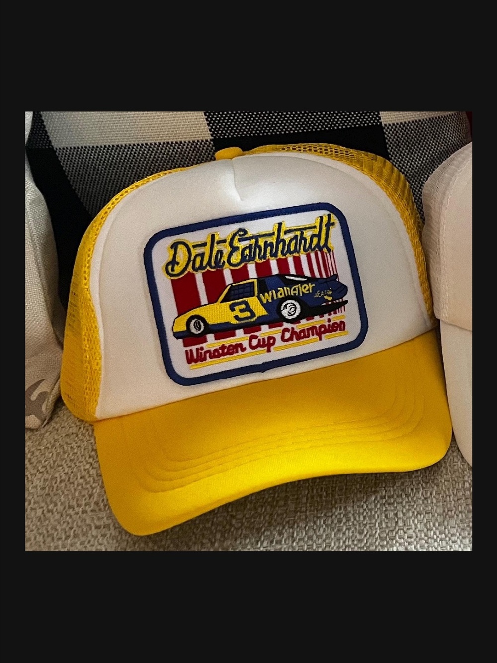 Amazon Yellow and White Dale Earnhardt Trucker Hat